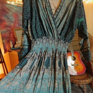 Free People Teal & Black Dress- Size XS